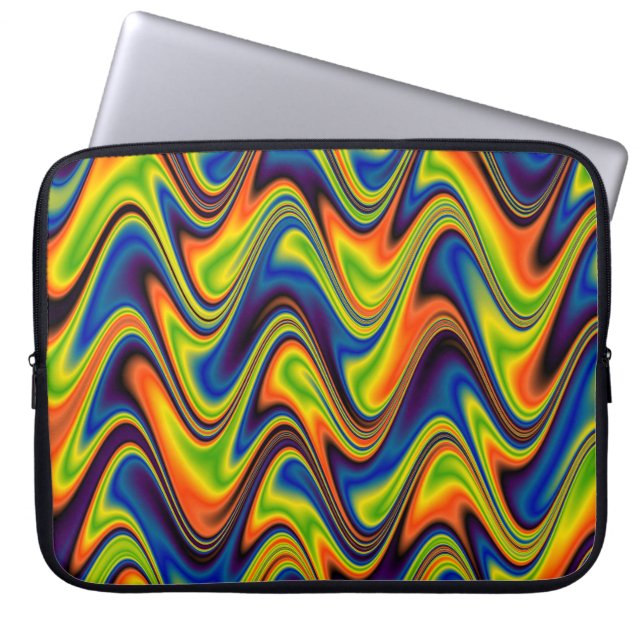 Wavy Multicolor Abstract Laptop Sleeve (Front)