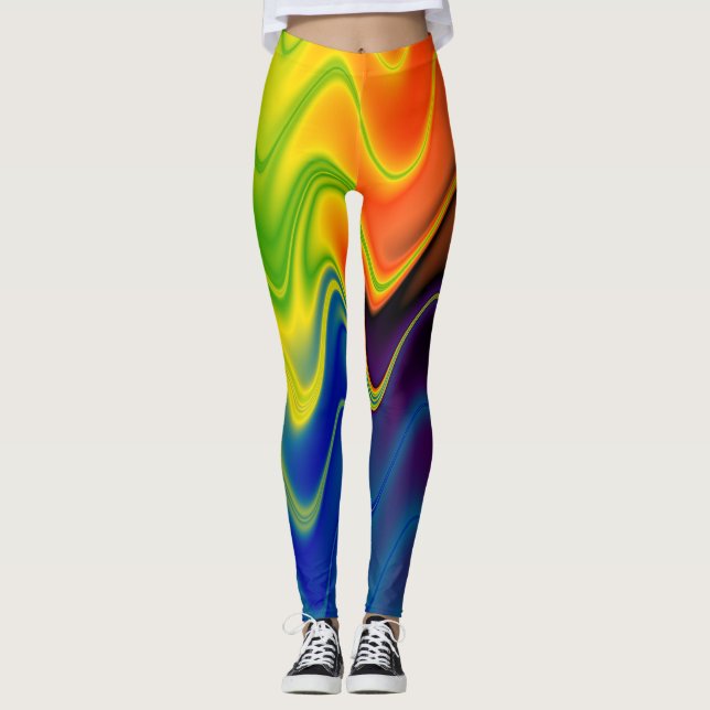 Wavy Multicolor Abstract Leggings (Front)