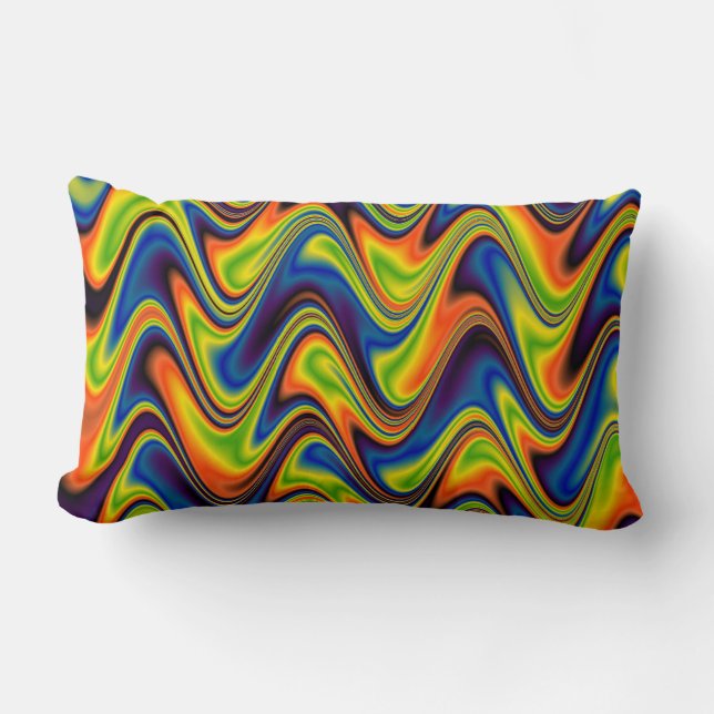Wavy Multicolor Abstract Lumbar Cushion (Front)