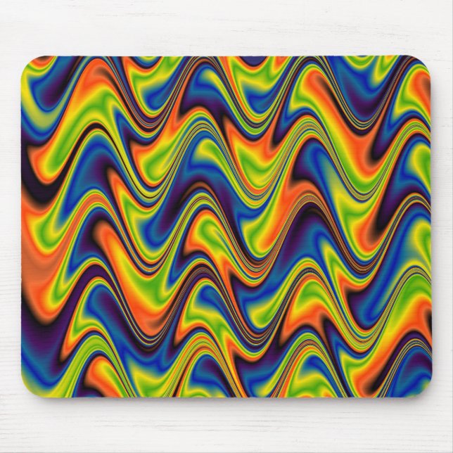 Wavy Multicolor Abstract Mouse Pad (Front)