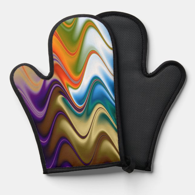 Wavy Multicolor Abstract Oven Mitt (Front/Back)