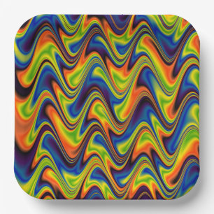 Wavy Multicolor Abstract Paper Plate