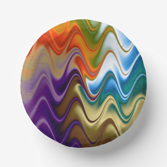 Wavy Multicolor Abstract Paper Plate (Front)