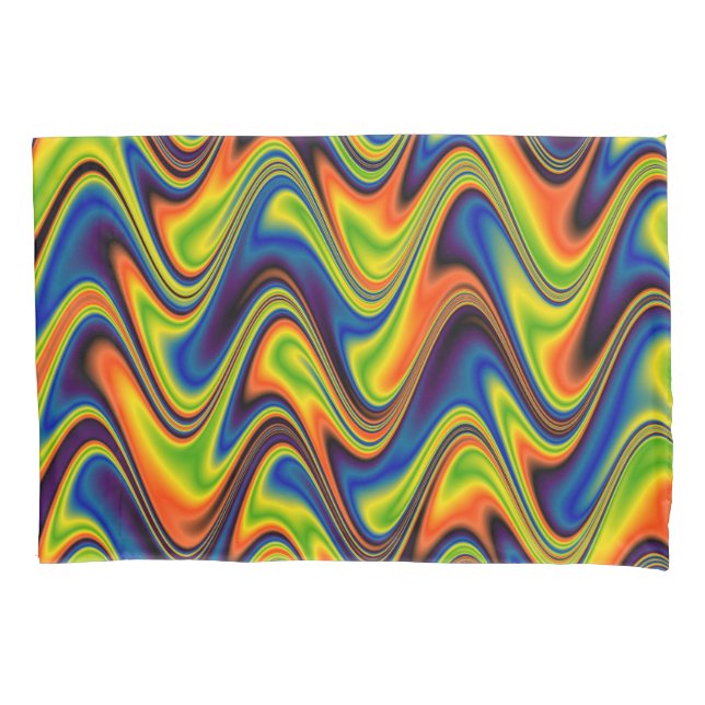 Wavy Multicolor Abstract Pillowcase (Front)