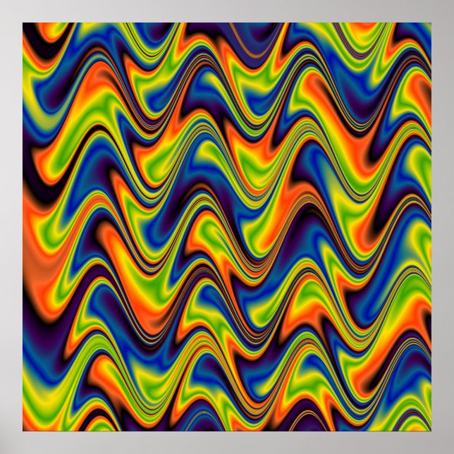 Wavy Multicolor Abstract Poster (Front)