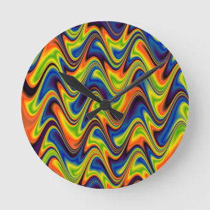 Wavy Multicolor Abstract Round Clock