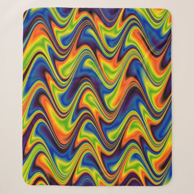Wavy Multicolor Abstract Sherpa Blanket (Front)