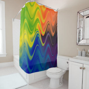 Wavy Multicolor Abstract Shower Curtain