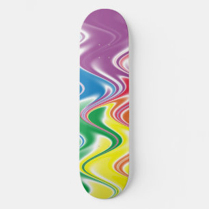 Wavy Multicolor Abstract Skateboard