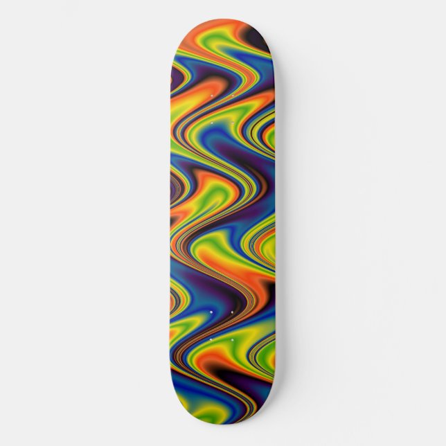 Wavy Multicolor Abstract Skateboard (Front)