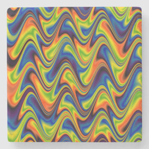 Wavy Multicolor Abstract Stone Coaster