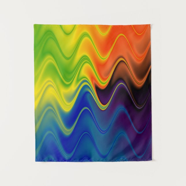Wavy Multicolor Abstract Tapestry (Front)