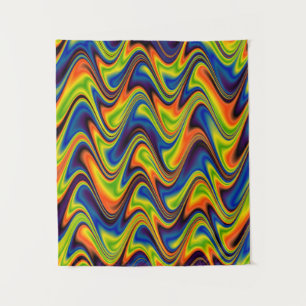 Wavy Multicolor Abstract Tapestry