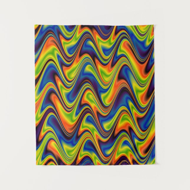 Wavy Multicolor Abstract Tapestry (Front)