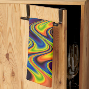 Wavy Multicolor Abstract Tea Towel