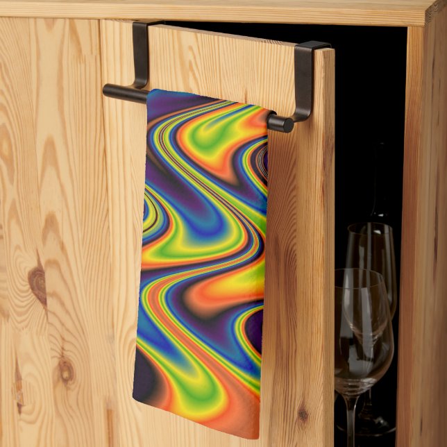 Wavy Multicolor Abstract Tea Towel (Thirds Fold)