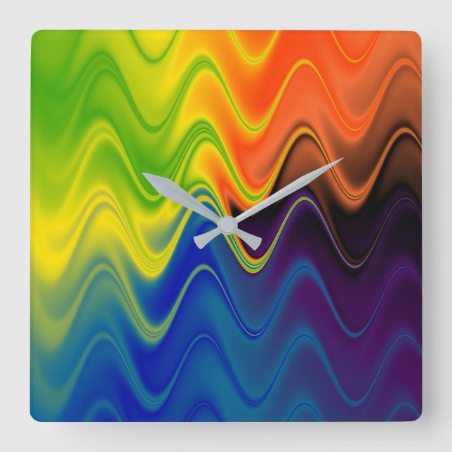 Wavy Multicolor Abstract Wall Clock (Front)
