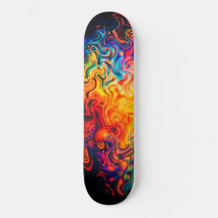 Wavy Multicolored Flames of Colour Abstract Paint Skateboard