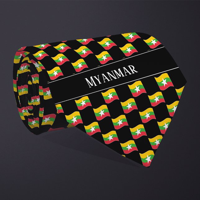 Wavy Myanmar Flag Pattern  Tie (Creator Uploaded)