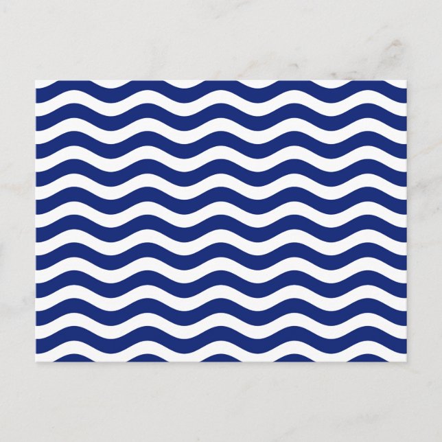 Wavy Navy Stripes decor Postcard (Front)