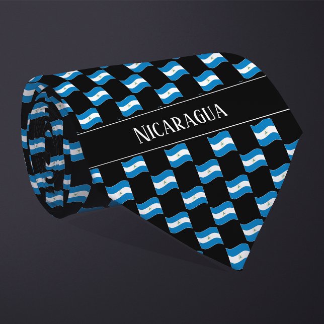 Wavy Nicaragua Flag Pattern  Tie (Creator Uploaded)