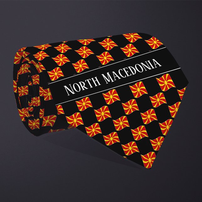 Wavy North Macedonia Flag Pattern  Tie (Creator Uploaded)