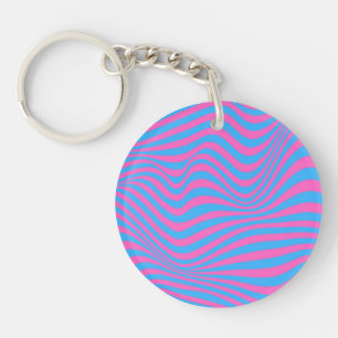 Wavy Optical Illusion Pattern   Key Ring