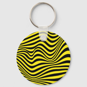 Wavy Optical Illusion Pattern Key Ring