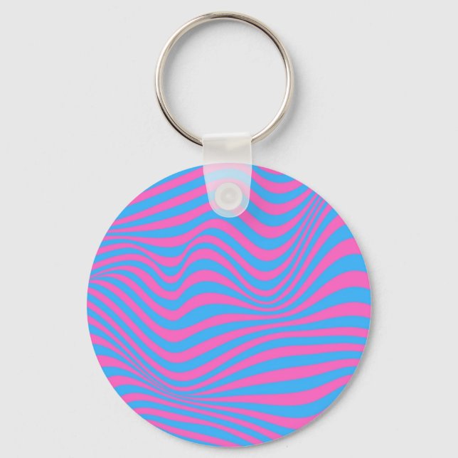 Wavy Optical Illusion Pattern  Key Ring (Front)