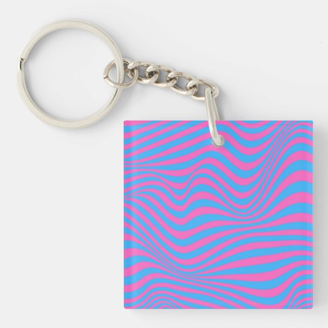 Wavy Optical Illusion Pattern  Key Ring (Front)