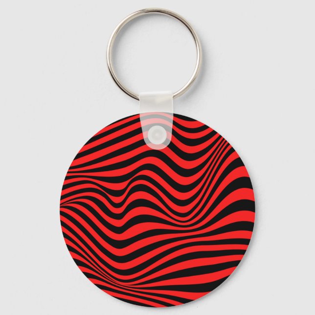 Wavy Optical Illusion Pattern    Key Ring (Front)