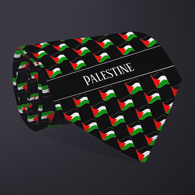 Wavy Palestine Flag Pattern  Tie (Creator Uploaded)
