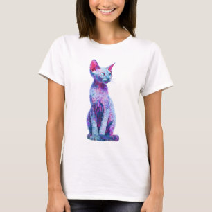 Wavy Pastel Neon Cornish Rex Cat Women T-Shirt