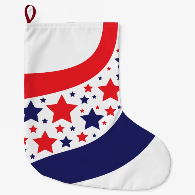 Wavy Patriotic Abstract Large Christmas Stocking (Front)