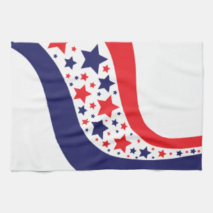 Wavy Patriotic Abstract Tea Towel