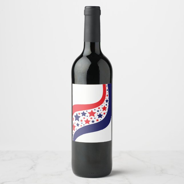 Wavy Patriotic Abstract Wine Label (Front)
