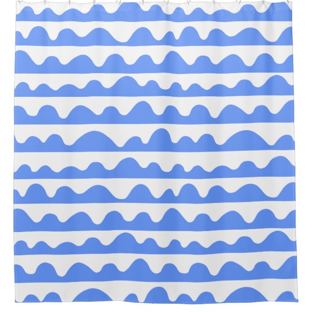 Wavy Pattern 020815 - Baby Blue and White Shower Curtain (Front)
