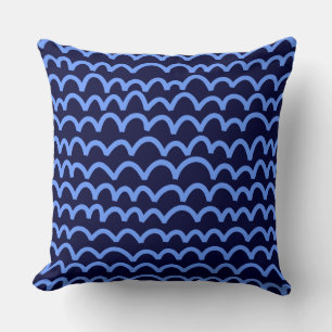 Wavy Pattern - Baby Blue on Deep Navy 000033 Cushion