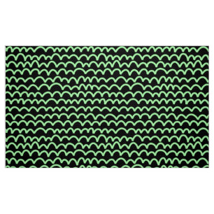 Wavy Pattern - Mint Green on Black Fabric