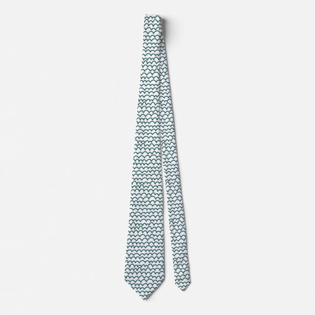 Wavy Pattern - Moss Green on White Tie (Front)