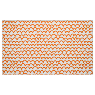 Wavy Pattern - Orange on White Fabric