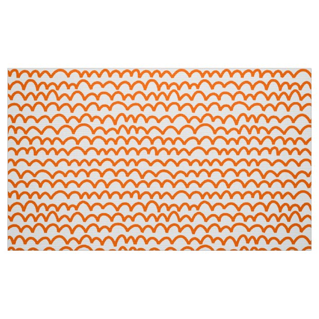 Wavy Pattern - Orange on White Fabric (Fat Quarter)