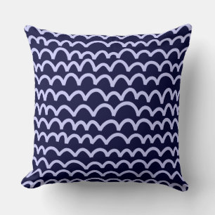 Wavy Pattern - Powder Blue on Deep Navy 000033 Cushion