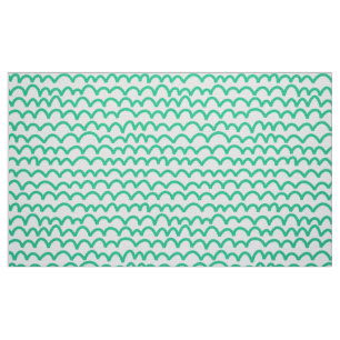 Wavy Pattern - Sea Green on White Fabric