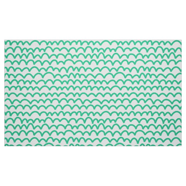 Wavy Pattern - Sea Green on White Fabric (Fat Quarter)