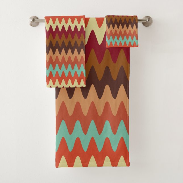 Wavy Pattern Sedona Southwest Bath Towel Set (Insitu)