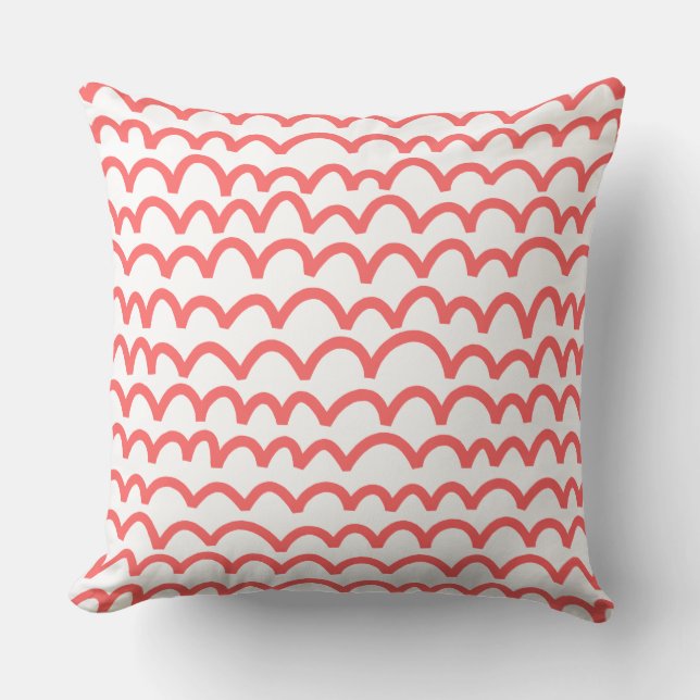 Wavy Pattern - Tropical Pink on White Cushion (Front)