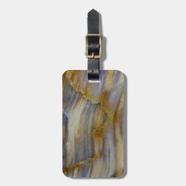 Wavy Petrified Wood Luggage Tag (Front Vertical)