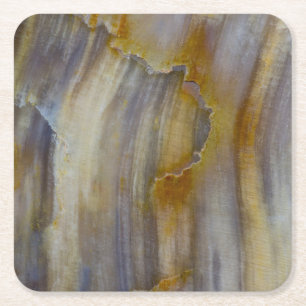 Wavy Petrified Wood Square Paper Coaster