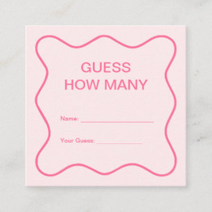 Wavy Pink Bridal Shower Guess How Many Game  Enclosure Card